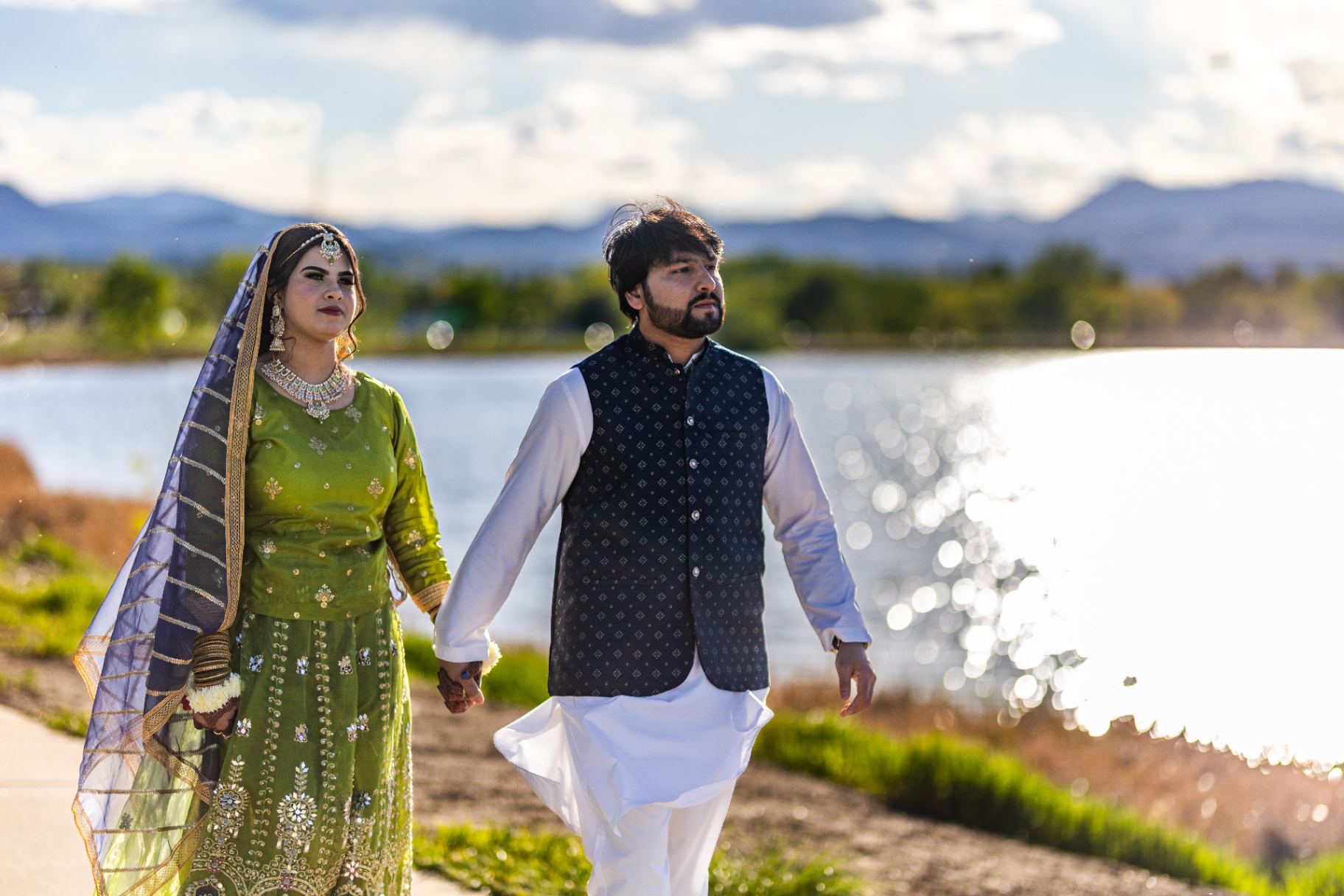 Pakistani Lakeside Wedding — Emerald & Gold