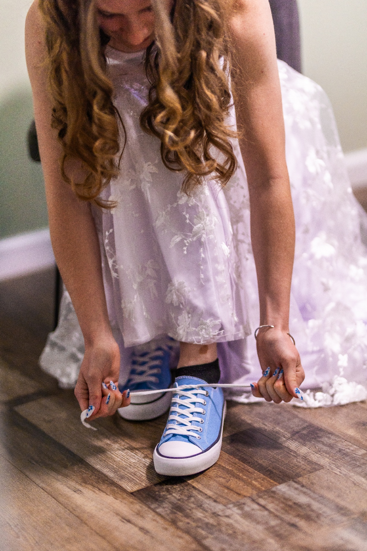 Blue Sneakers Under Lace