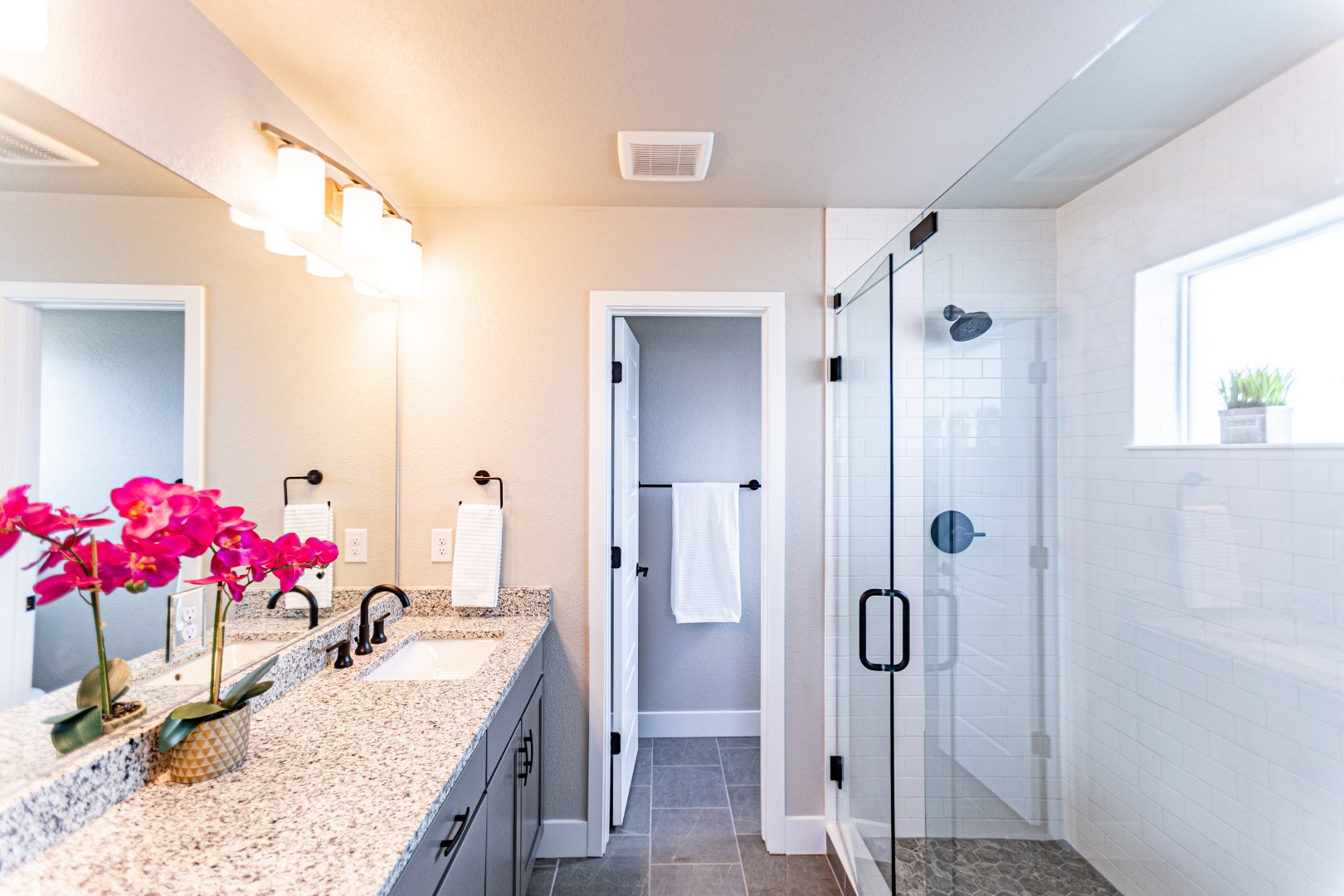 Granite & Glass — Primary Bath