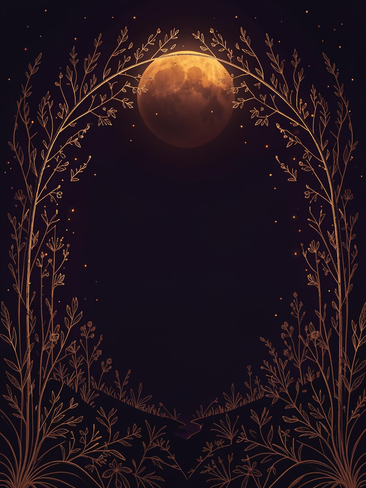 Harvest moon above a botanical Colorado meadow